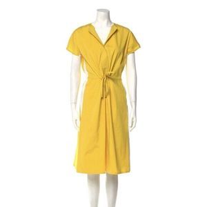$1850 Loro Piana‎ Yellow Midi Cotton Dress Size IT 40 US 4/6 New Condition EUC